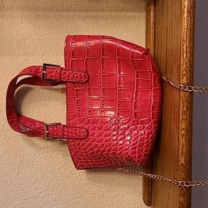 Shein Elegant Pink Crocodile- Embossed Crossbody Handbag New Without Tags